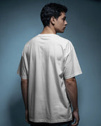 Linkin Park Retro Blocks Oversized White T-Shirt from Nitorious Atelier with multicolour graphic print, premium cotton fabric, worn by male model 