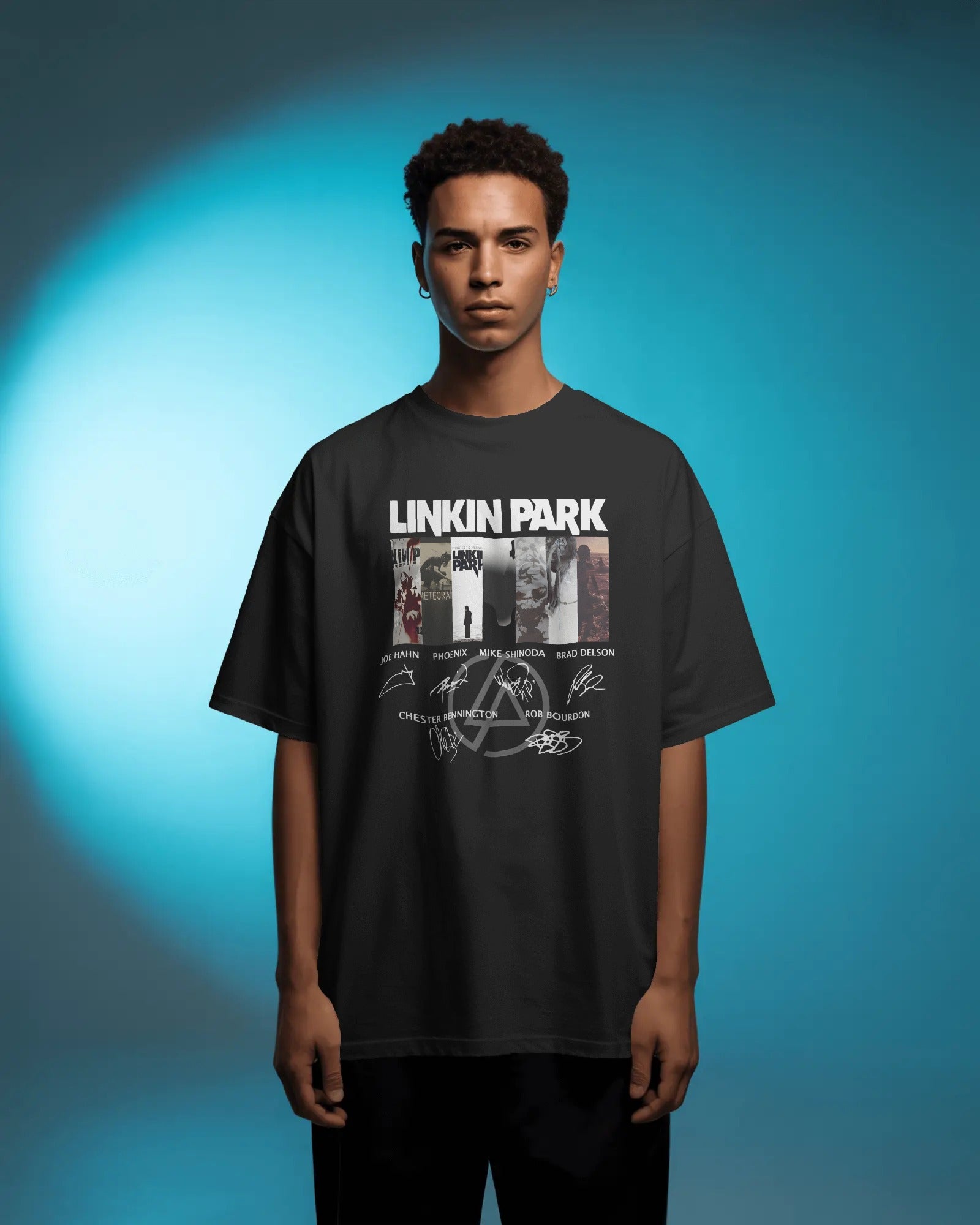 Linkin Park Signature Edition Oversized Black T-Shirt | Unisex Premium Cotton Graphic Tee