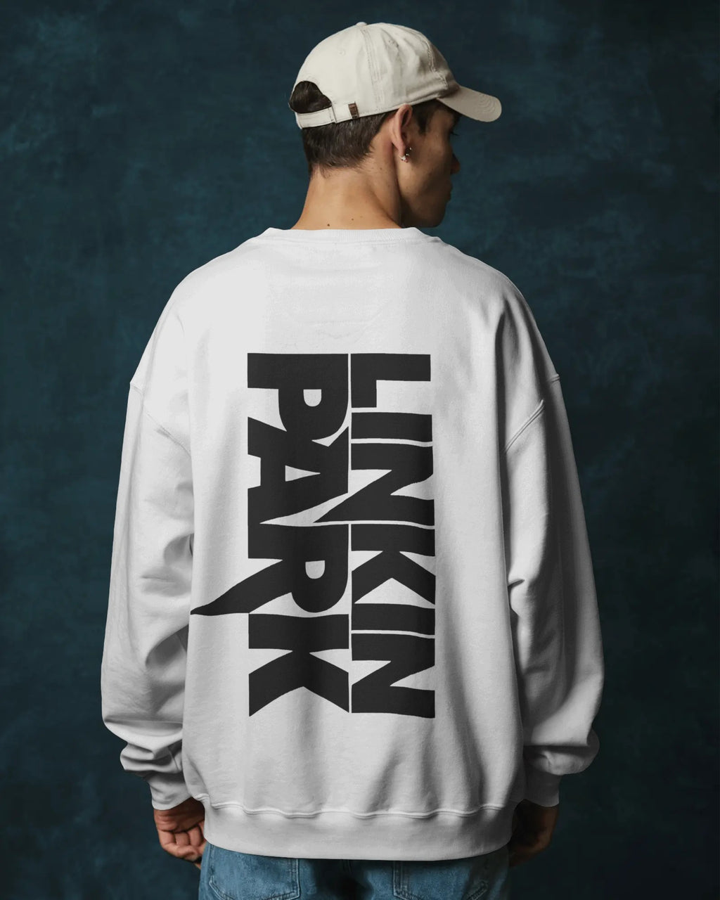 Linkin Park Signature Edition Oversized Grey Marl Sweatshirt with minimalist signature graphic