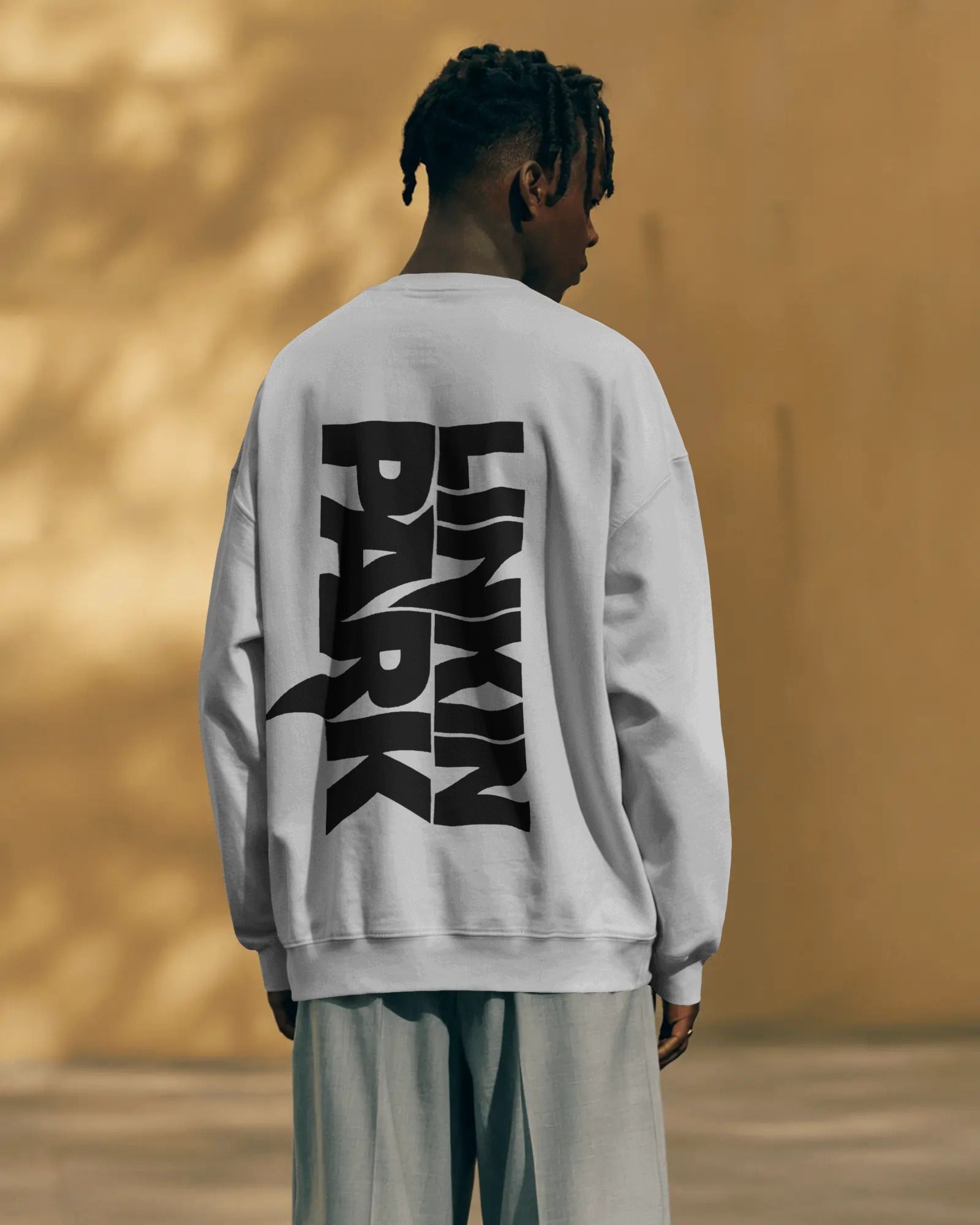 Linkin Park Signature Edition Oversized Grey Marl Sweatshirt with minimalist signature graphic