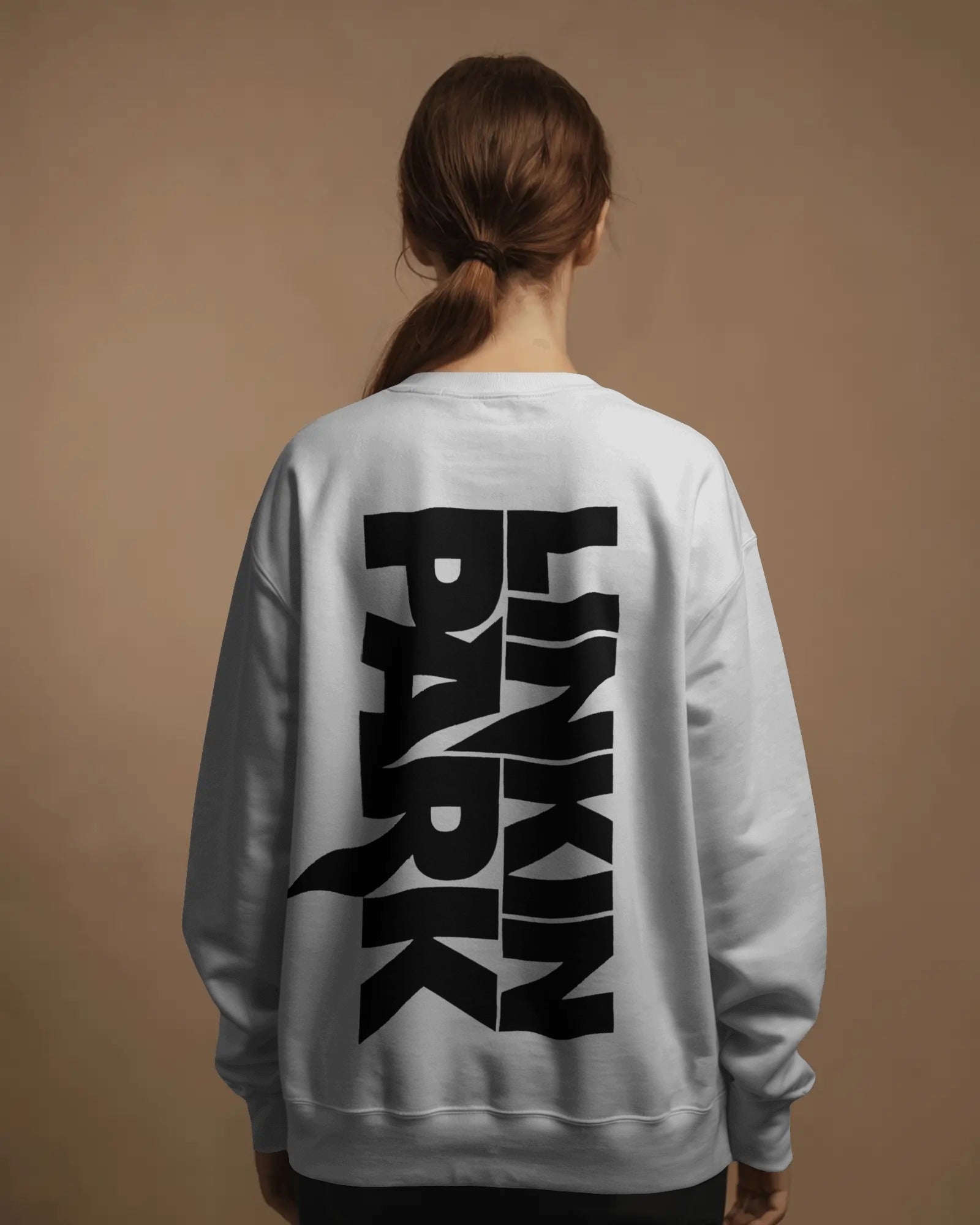 Linkin Park Signature Edition Oversized Grey Marl Sweatshirt with minimalist signature graphic