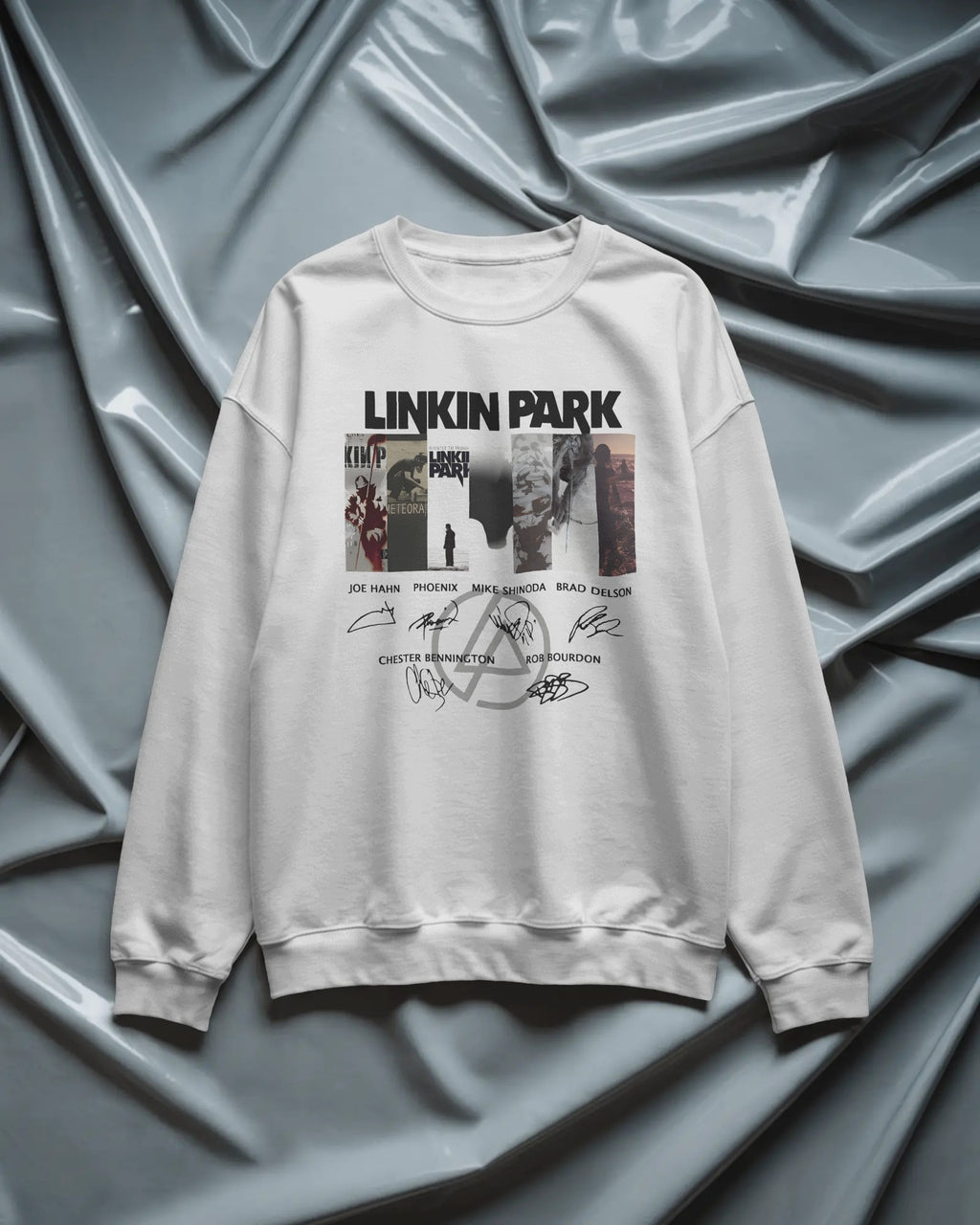Linkin Park Signature Edition Oversized Grey Marl Sweatshirt with minimalist signature graphic