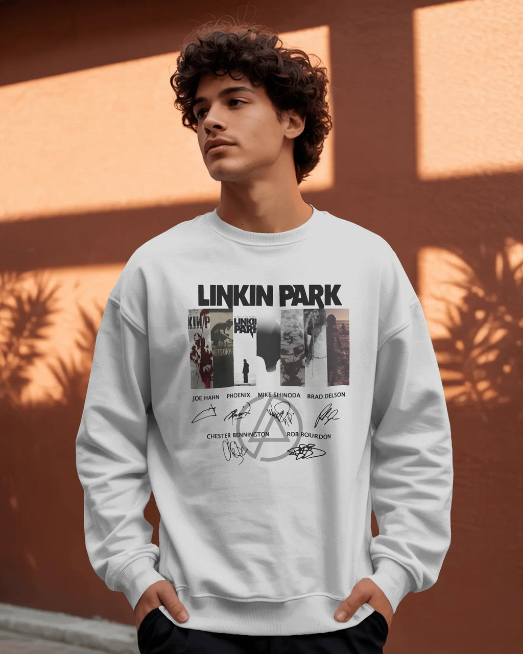 Linkin Park Signature Edition Oversized Grey Marl Sweatshirt with minimalist signature graphic