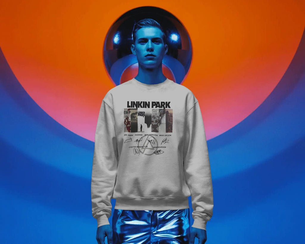 Linkin Park Signature Edition Oversized Grey Marl Sweatshirt with minimalist signature graphic