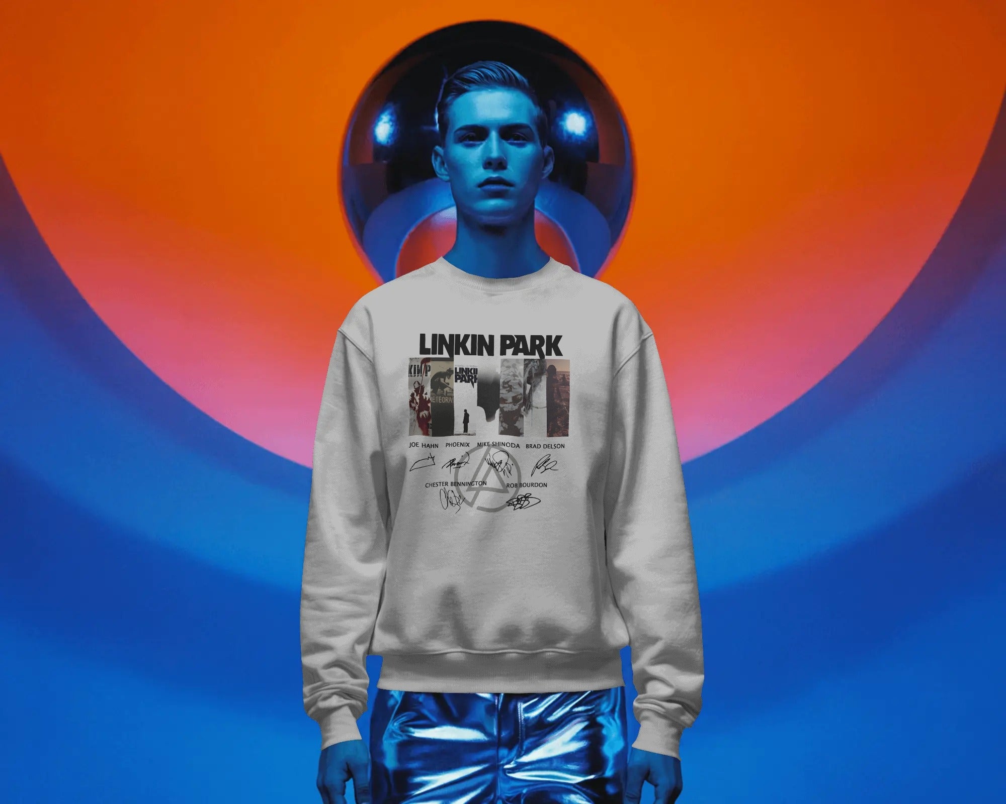 Linkin Park Signature Edition Oversized Grey Marl Sweatshirt with minimalist signature graphic