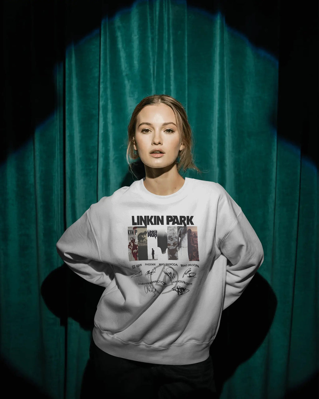 Linkin Park Signature Edition Oversized Grey Marl Sweatshirt with minimalist signature graphic