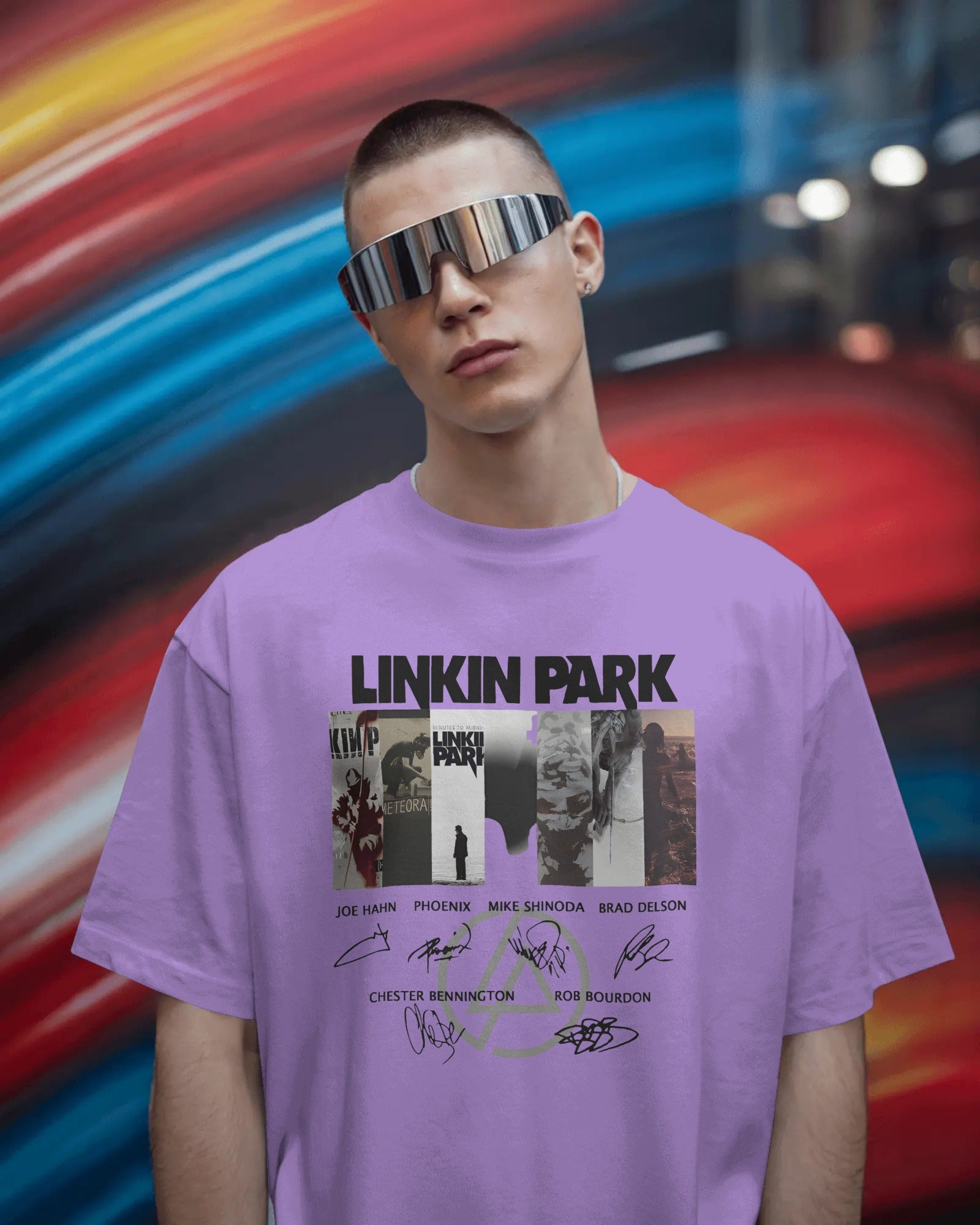 Linkin Park Signature Edition Oversized Lavender T-Shirt | Unisex Premium Cotton Graphic Tee