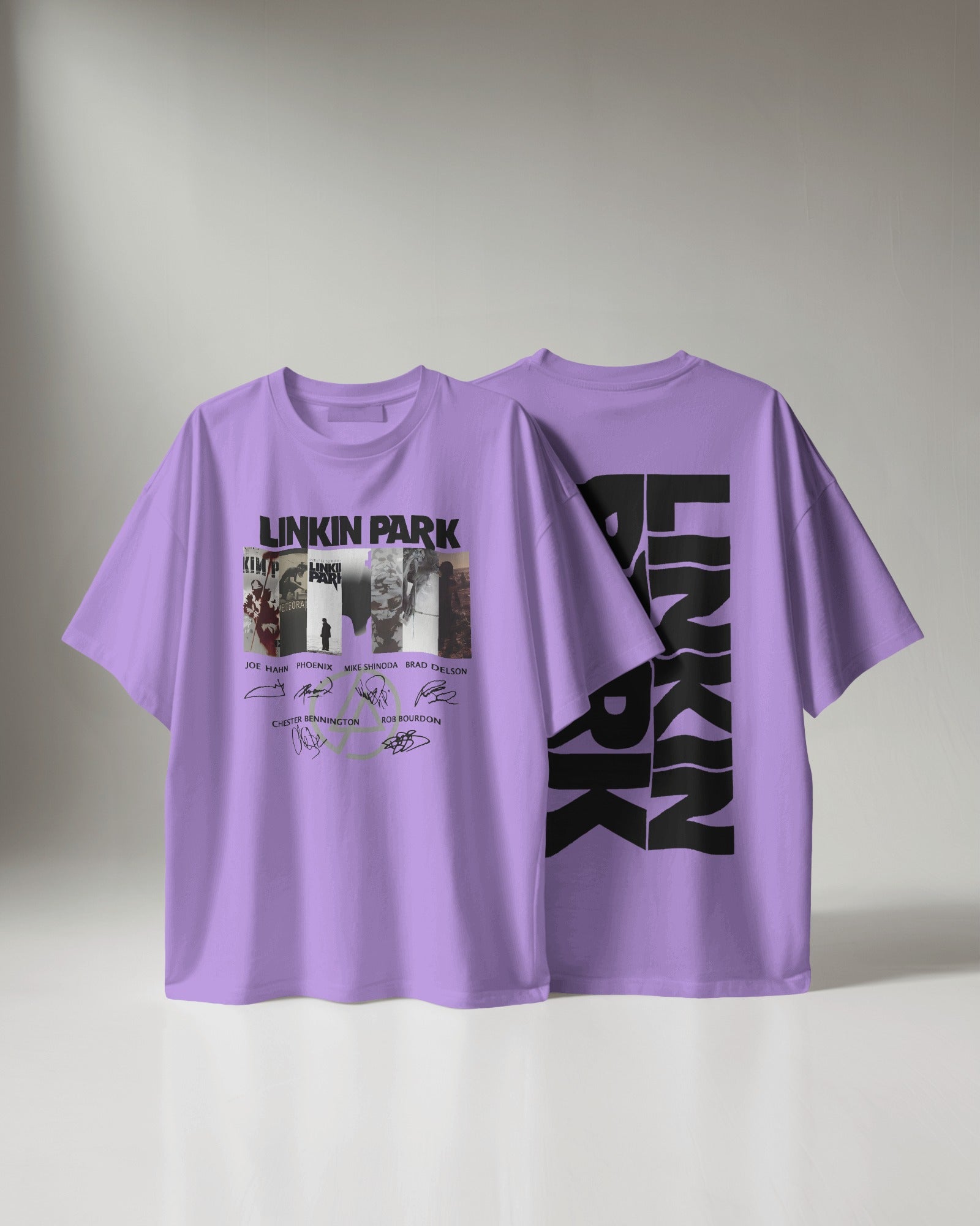 Linkin Park Signature Edition Oversized Lavender T-Shirt | Unisex Premium Cotton Graphic Tee
