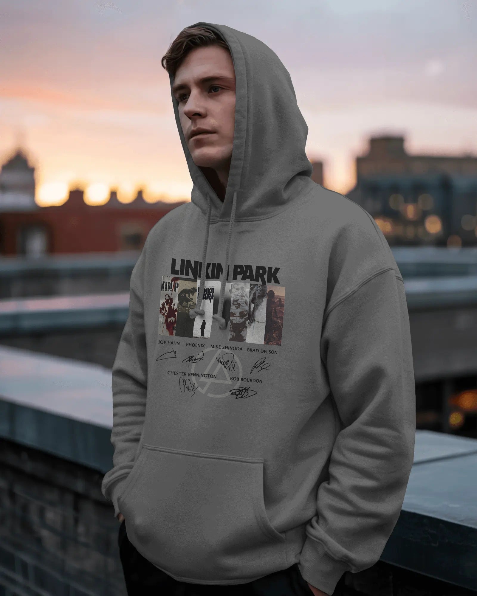 Model wearing LP Signature Edition Grey Luxe Hoodie by Nitorious Atelier