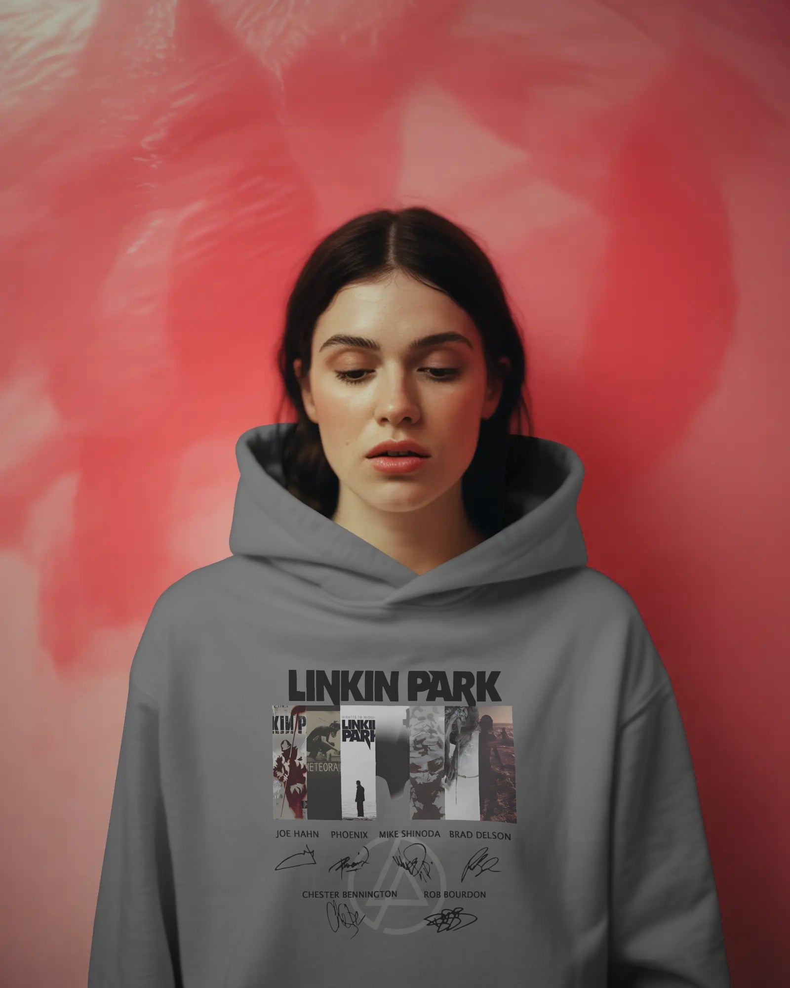 Model wearing LP Signature Edition Grey Luxe Hoodie by Nitorious Atelier