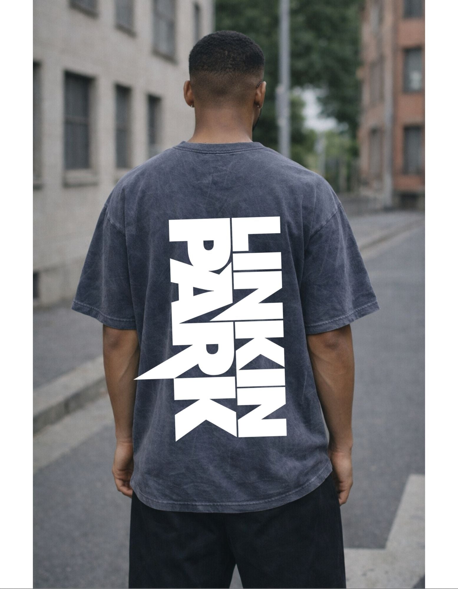 Linkin Park Essentials Acid Wash Oversized Black Tshirt from Nitorious Atelier