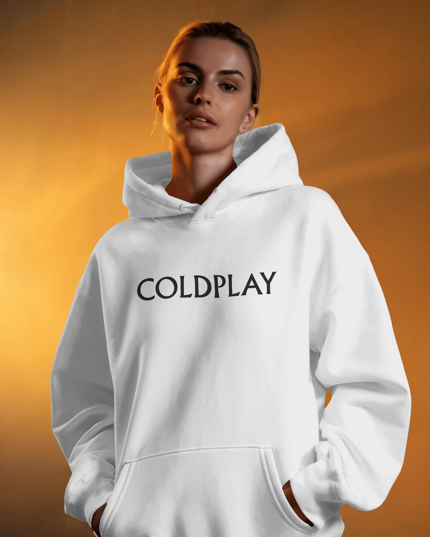 White hoodie featuring a vibrant Coldplay-inspired print from Nitorious Atelier. Made from 100% premium cotton fleece, this hoodie offers unmatched comfort, warmth, and a stylish look for music lovers.