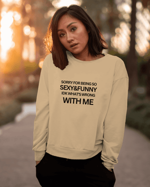 Sexy & Funny Beige Printed Luxe Sweatshirt