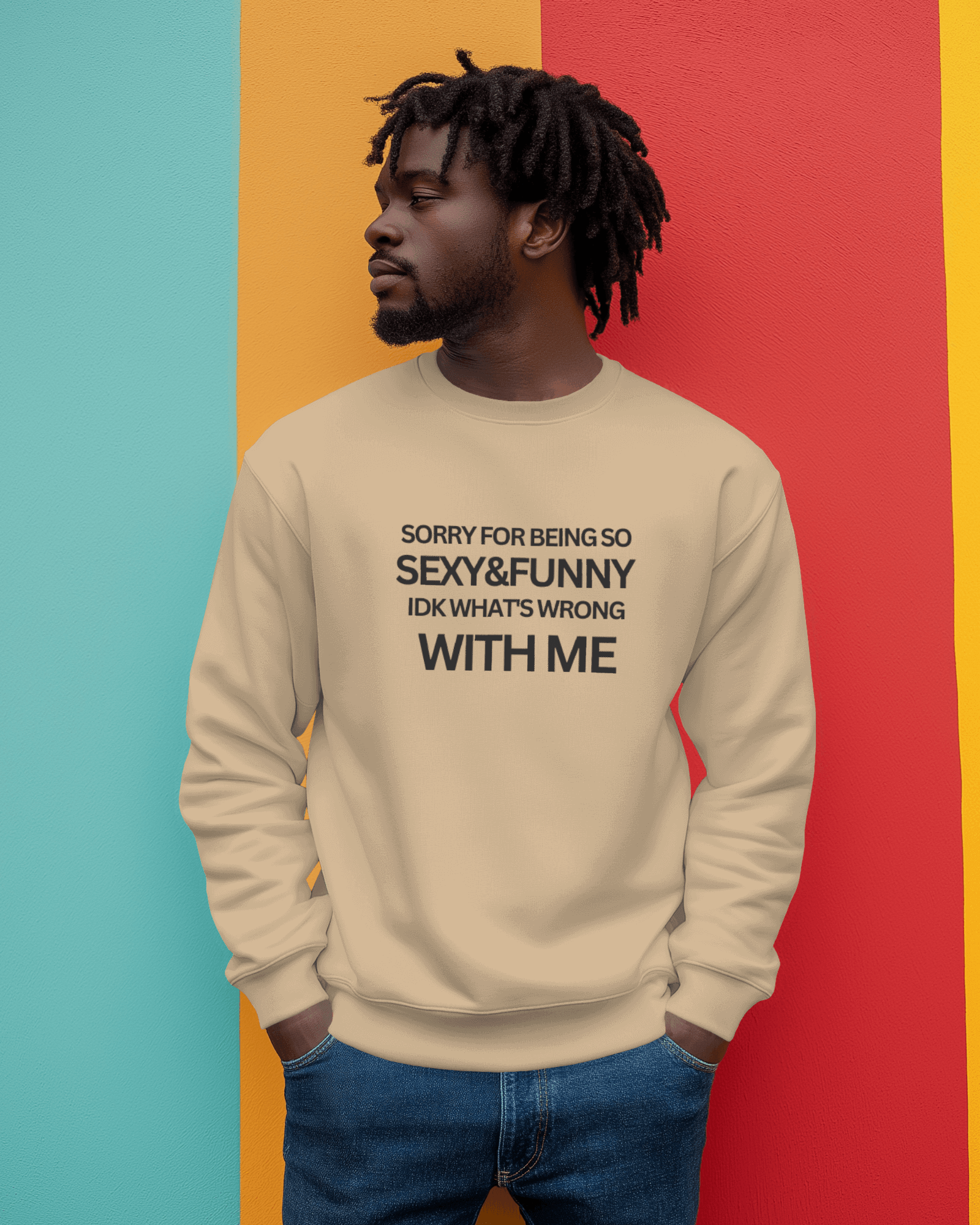 Sexy & Funny Beige Printed Luxe Sweatshirt.