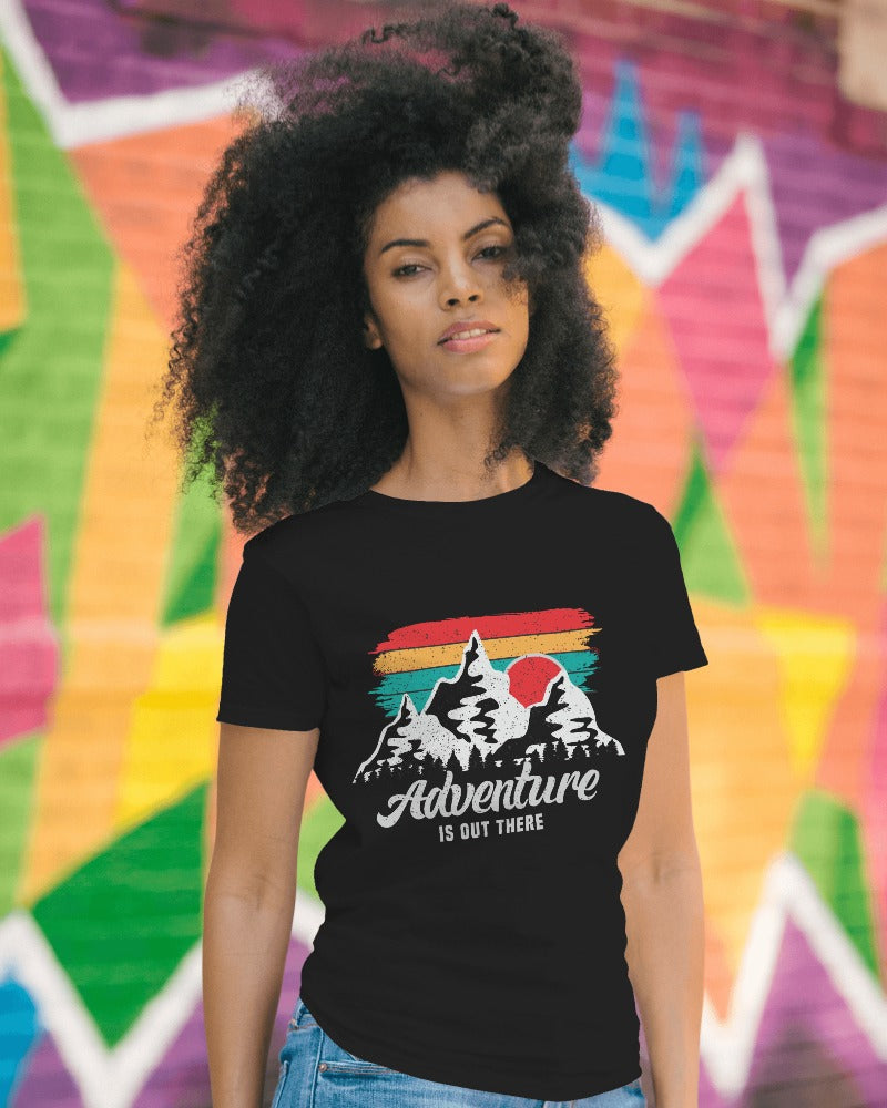 Adventure black t-shirt from Nitorious Atelier featuring a bold graphic print. Made from premium cotton, this t-shirt offers durability and a perfect fit for outdoor enthusiasts and adventure seekers.