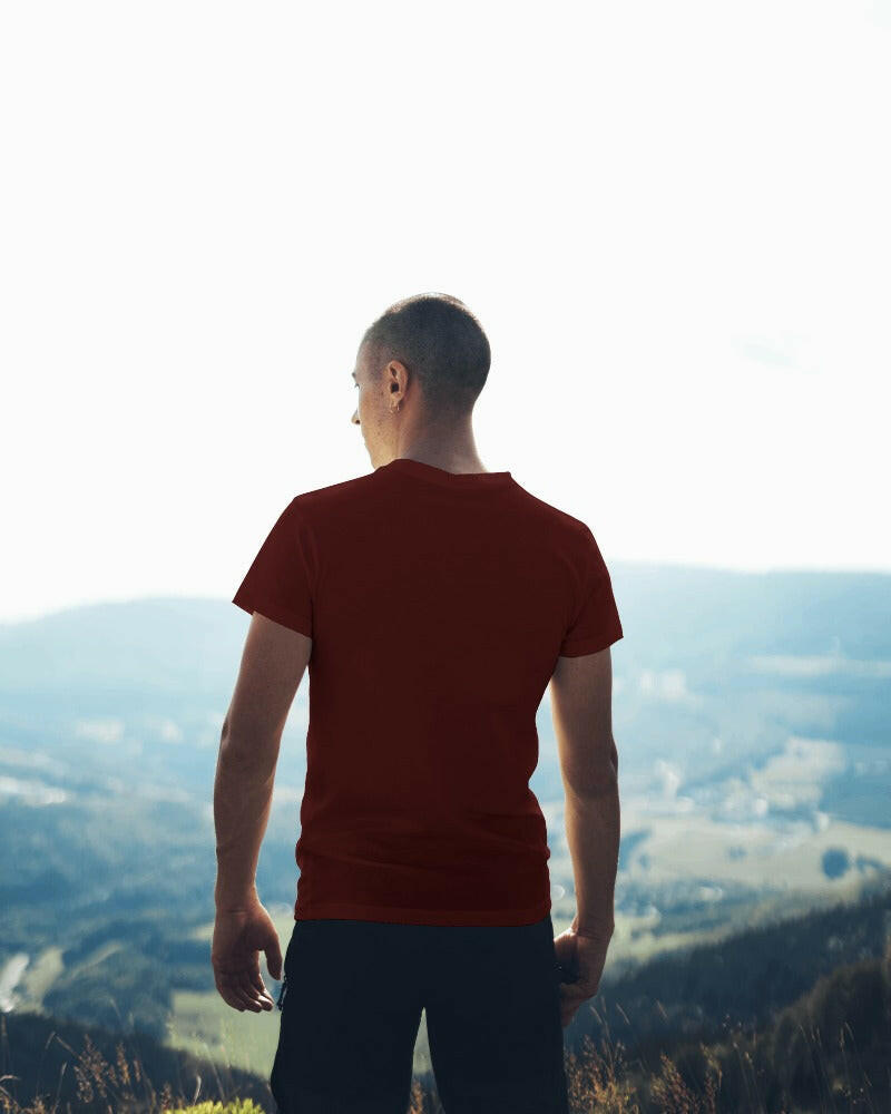 Nitorious Atelier's regular fit Maroon tee, featuring Adventure print, combines comfort and style effortlessly