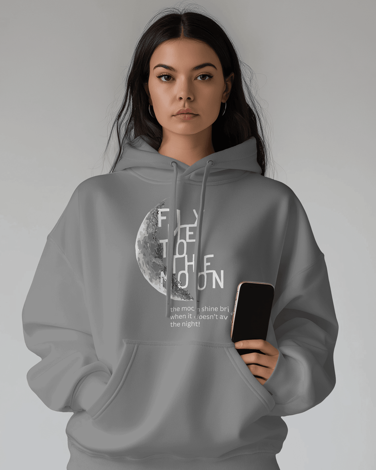 Aesthetic Moon Grey Luxe Hoodie.