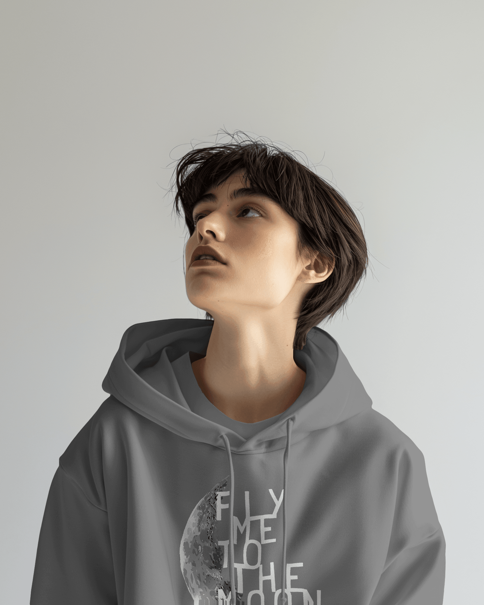 Aesthetic Moon Grey Luxe Hoodie.