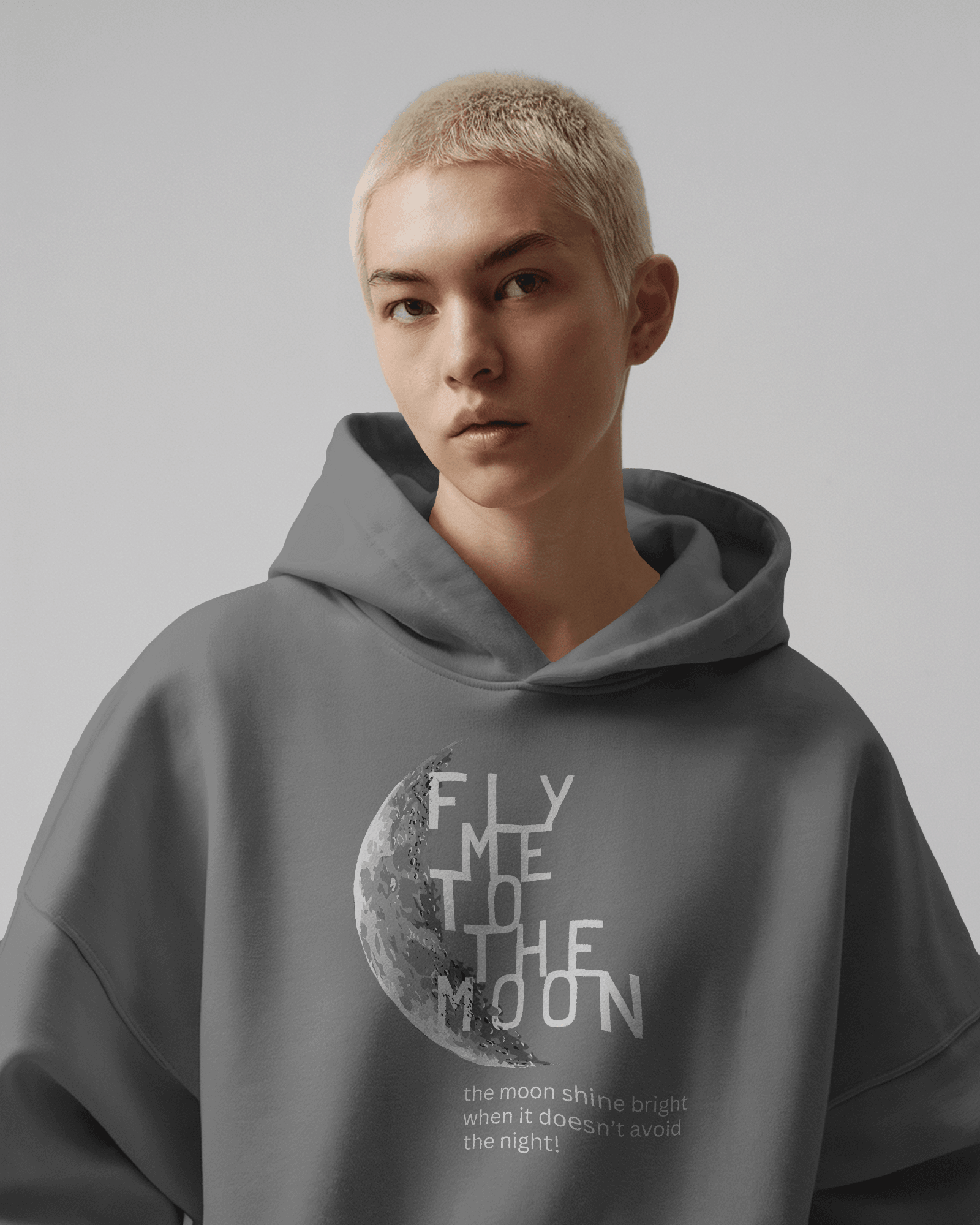 Aesthetic Moon Grey Luxe Hoodie.