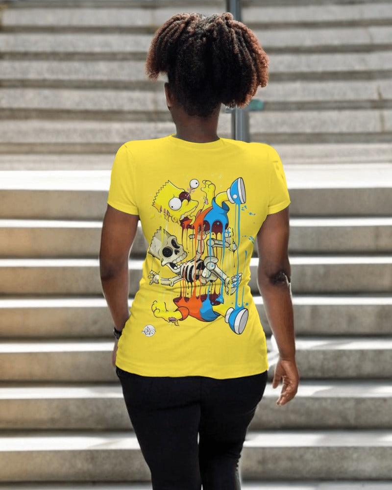 Yellow regular fit t-shirt from Nitorious Atelier featuring a Bart Simpson graphic. Made from premium cotton, this t-shirt offers a stylish and comfortable choice for all Bart Simpson fans.