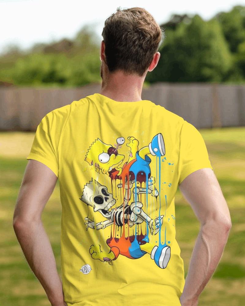 Yellow regular fit t-shirt from Nitorious Atelier featuring a Bart Simpson graphic. Made from premium cotton, this t-shirt offers a stylish and comfortable choice for all Bart Simpson fans.