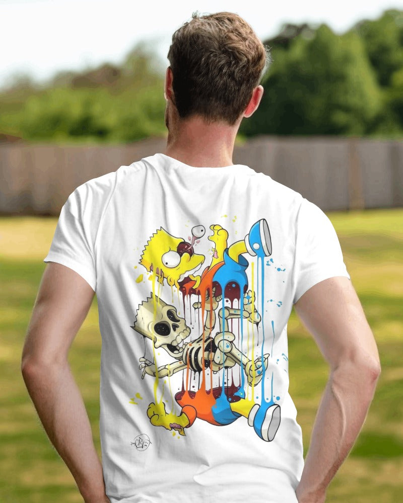 White regular fit t-shirt from Nitorious Atelier featuring a Bart Simpson graphic. Made from premium cotton, this t-shirt offers a stylish and comfortable choice for all Bart Simpson fans.