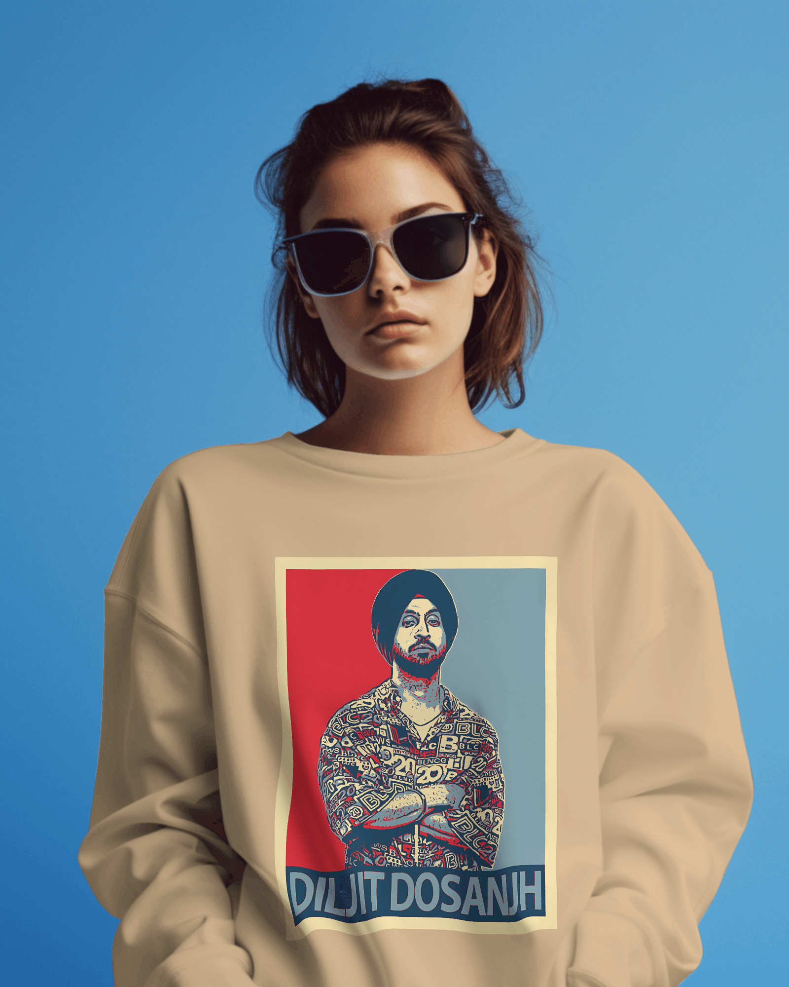 Nitorious Atelier Beige Diljit Dosanjh Luxe Sweatshirt.