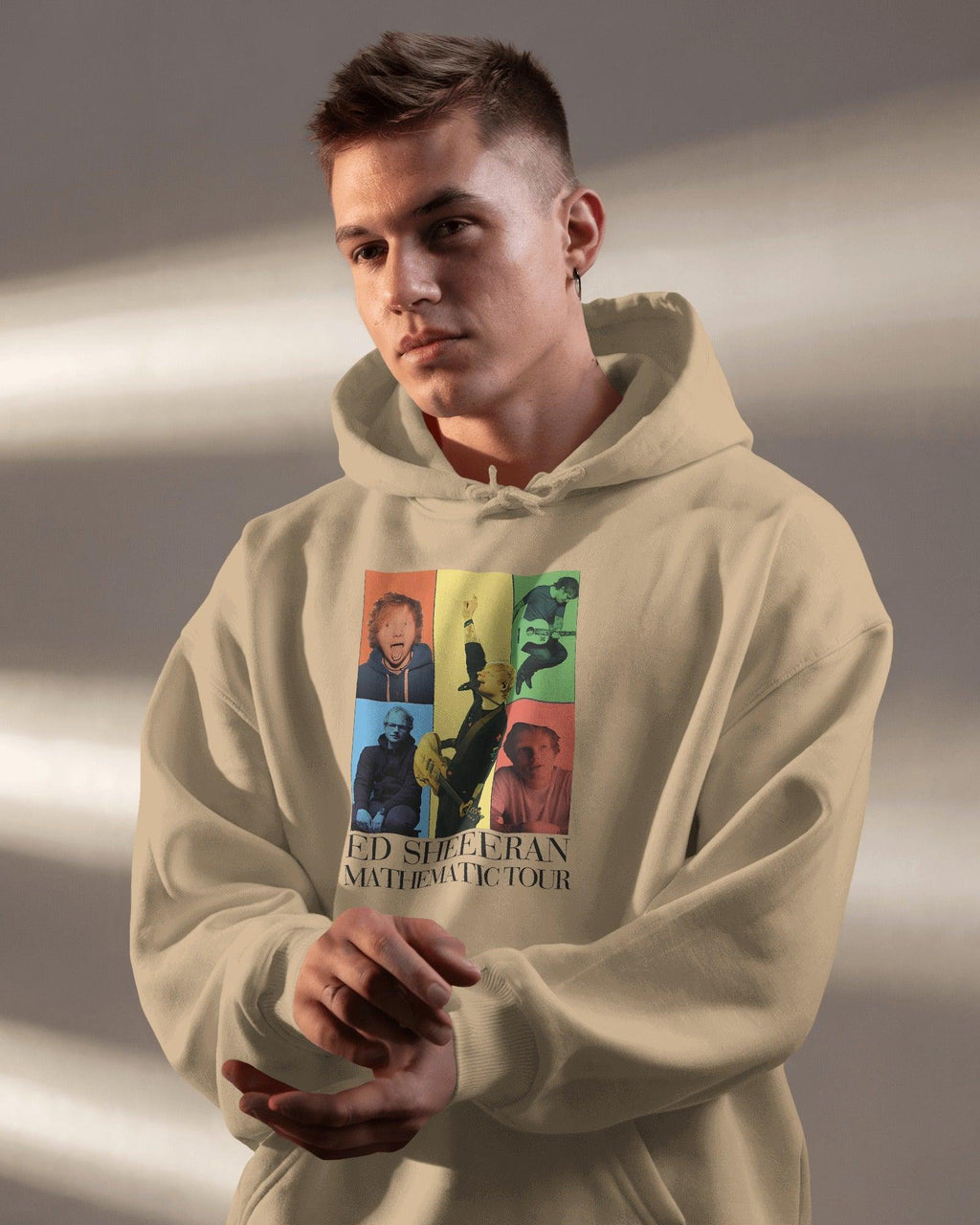 Beige luxe hoodie inspired by Ed Sheeran, from Nitorious Atelier. Designed with premium cotton fleece for unmatched comfort and elegance, this hoodie combines a cosy fit with a timeless, versatile style, perfect for music lovers and casual wear.