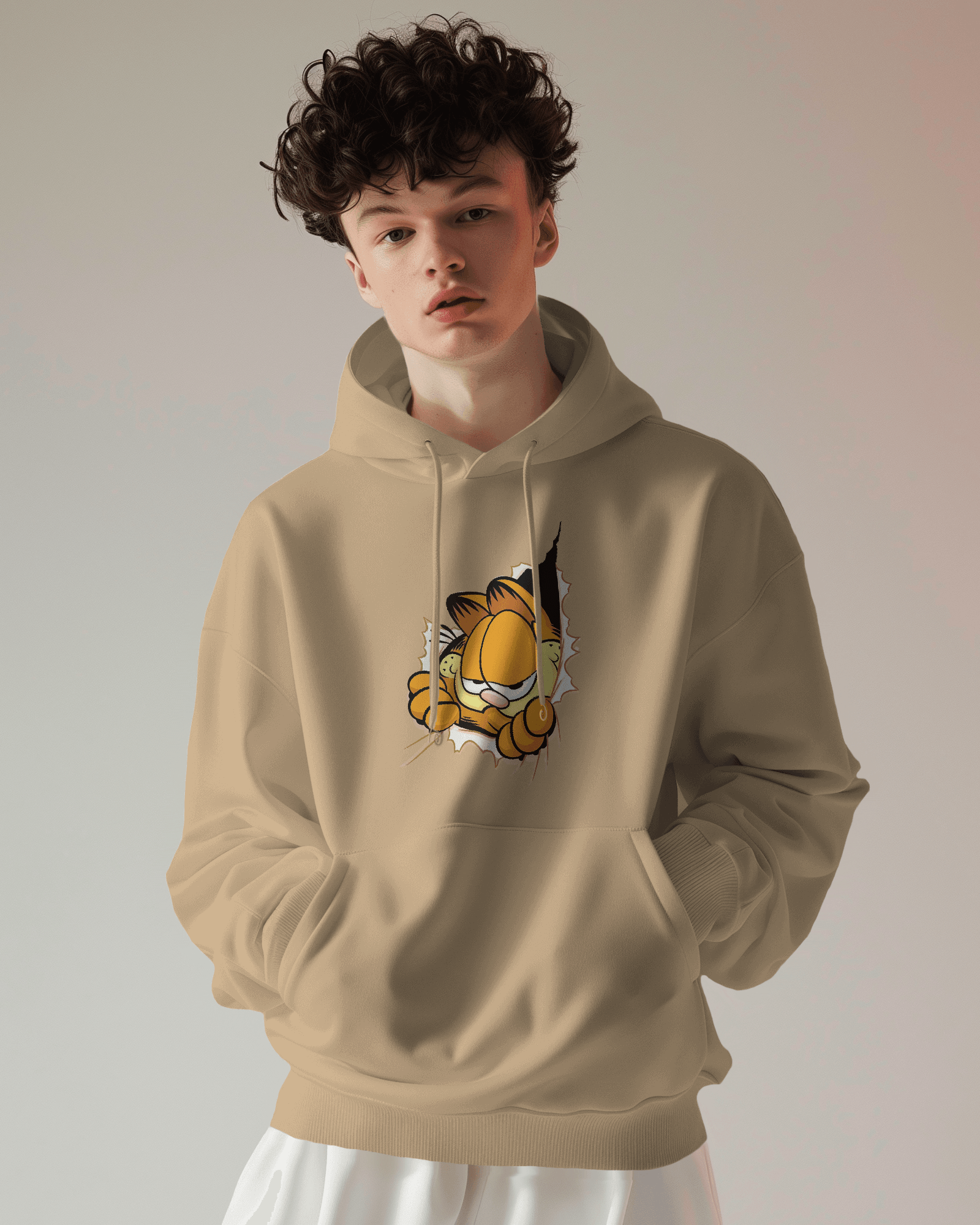 Nitorious Atelier Beige Garfield Luxe Hoodie.