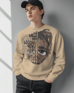 Nitorious Atelier Beige Juice Wrld Rapper Printed Luxe Sweatshirt
