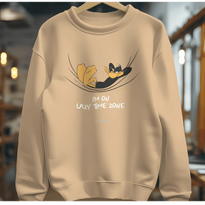 Nitorious Atelier Beige Lazy Time Zone Printed Luxe Sweatshirt
