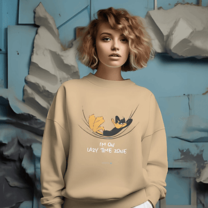Nitorious Atelier Beige Lazy Time Zone Printed Luxe Sweatshirt