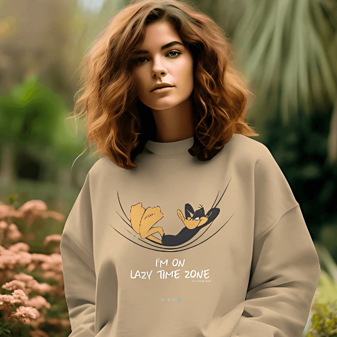 Nitorious Atelier Beige Lazy Time Zone Printed Luxe Sweatshirt
