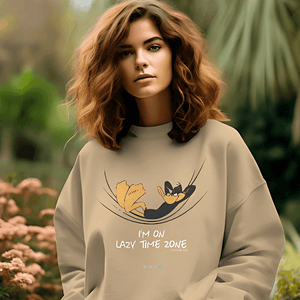 Nitorious Atelier Beige Lazy Time Zone Printed Luxe Sweatshirt