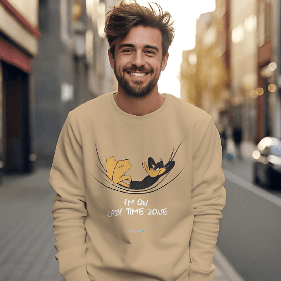 Nitorious Atelier Beige Lazy Time Zone Printed Luxe Sweatshirt