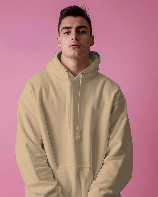 Nitorious Atelier beige Luxe hoodie made from premium cotton fleece, offering a soft and cozy feel. This hoodie features a minimalist design, perfect for a stylish, comfortable, and warm everyday look.