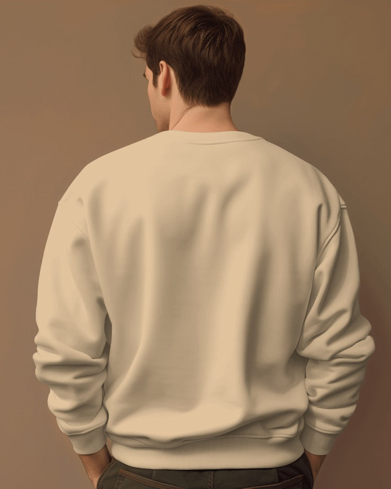 Beige heavy gauge sweatshirt from Nitorious Atelier, crafted from premium fabric for a warm and durable feel. The sweatshirt features a relaxed fit with ribbed cuffs and hem, perfect for layering in colder weather while maintaining a stylish, minimalist look.