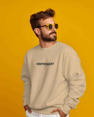 Nitorious Atelier Beige New York Printed Luxe Sweatshirt