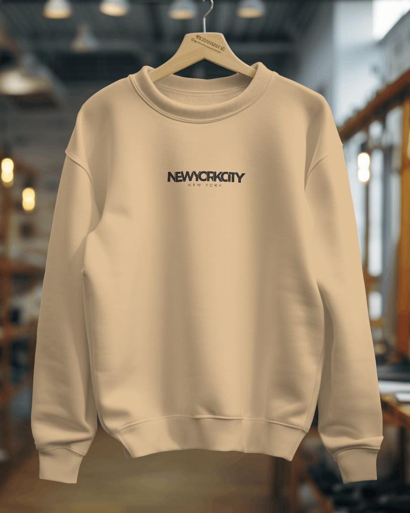 Nitorious Atelier heavy gauge Luxe sweatshirt in beige featuring a stylish New York print. Crafted from premium fabric for warmth and durability, this sweatshirt offers a trendy, comfortable look perfect for casual outings.