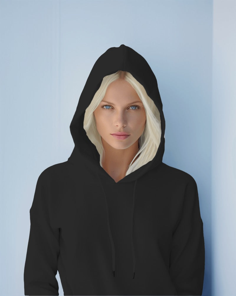 Nitorious Atelier black Luxe hoodie crafted from premium cotton fleece for a sleek and comfortable fit. This hoodie combines luxury with warmth, featuring a minimalist design perfect for versatile, everyday style.