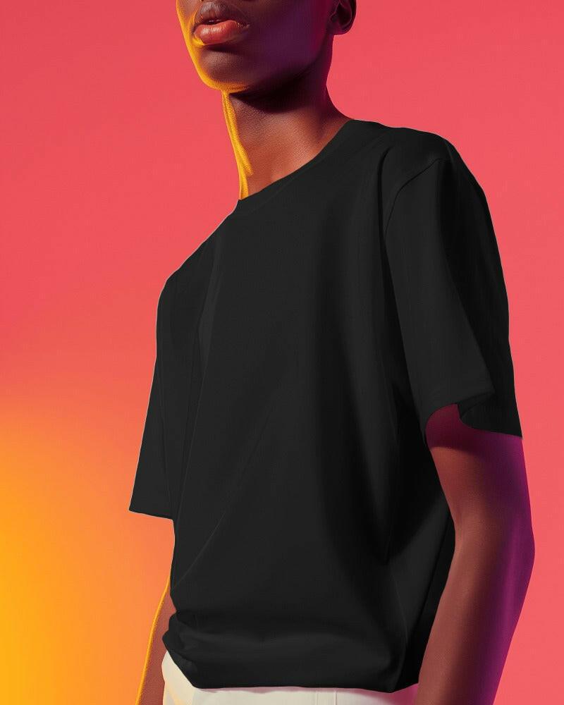 An oversized, solid basic Black tee from Nitorious Atelier, offering comfort and style in equal measure.