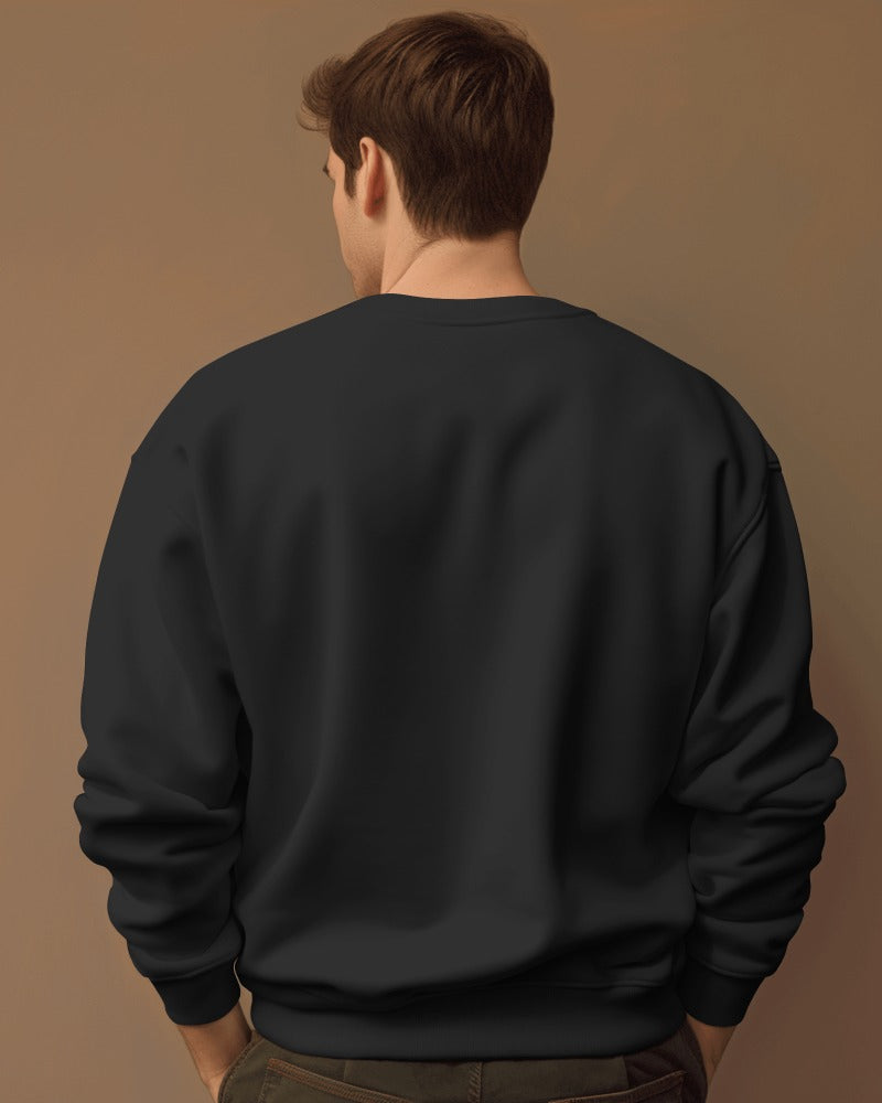 Black heavy gauge sweatshirt from Nitorious Atelier, made from high-quality fabric for exceptional warmth and durability. This sweatshirt features a relaxed fit with ribbed cuffs and hem, ideal for casual wear or layering, offering a sleek and modern aesthetic.