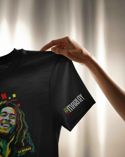 Bob Marley Graphic Printed Oversized Black T-shirt