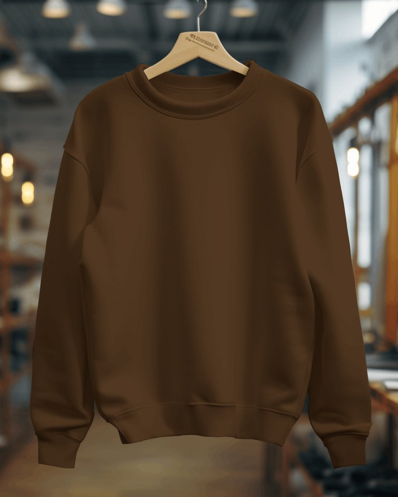 Nitorious Atelier brown Luxe Sweatshirt crafted from premium cotton, offering a rich, earthy tone and a comfortable, relaxed fit. Perfect for elevating your casual style with a touch of luxury.