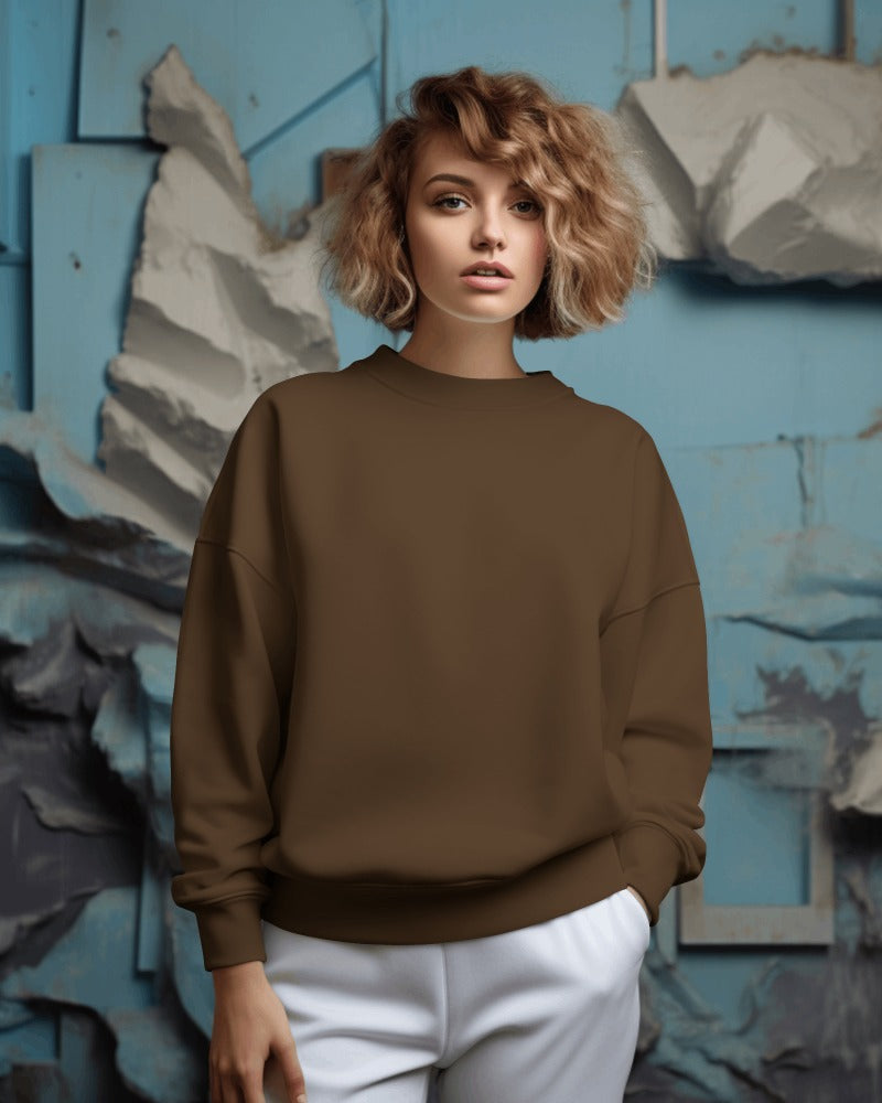 Nitorious Atelier brown Luxe Sweatshirt crafted from premium cotton, offering a rich, earthy tone and a comfortable, relaxed fit. Perfect for elevating your casual style with a touch of luxury.