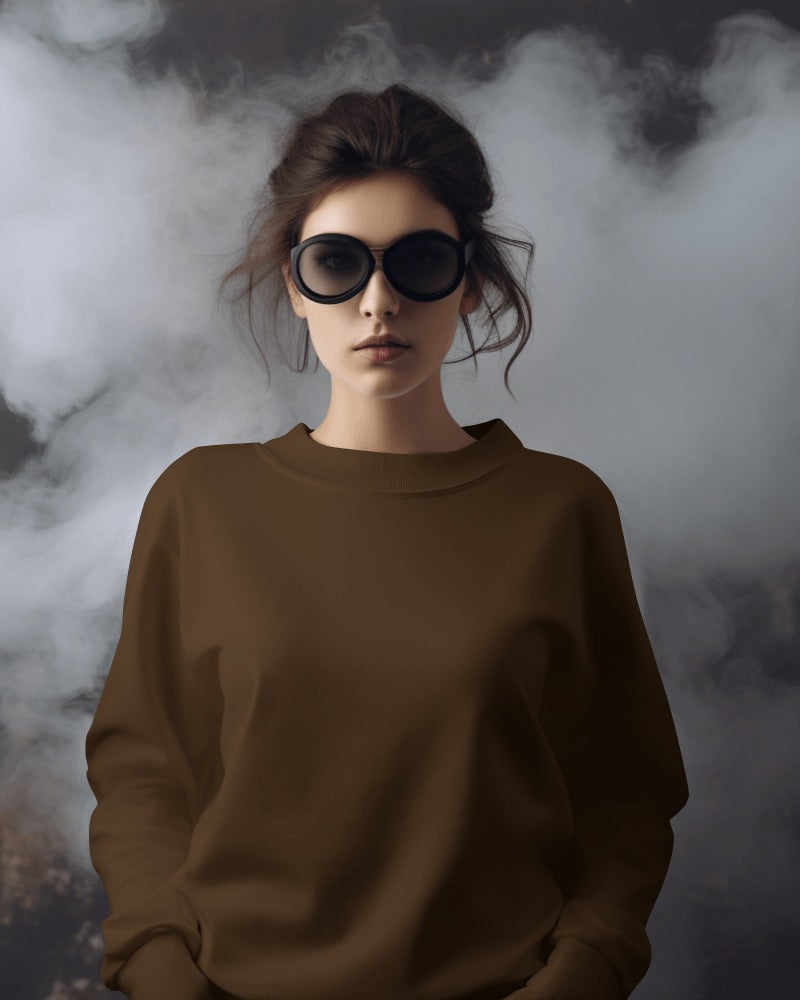 Nitorious Atelier brown Luxe Sweatshirt crafted from premium cotton, offering a rich, earthy tone and a comfortable, relaxed fit. Perfect for elevating your casual style with a touch of luxury.