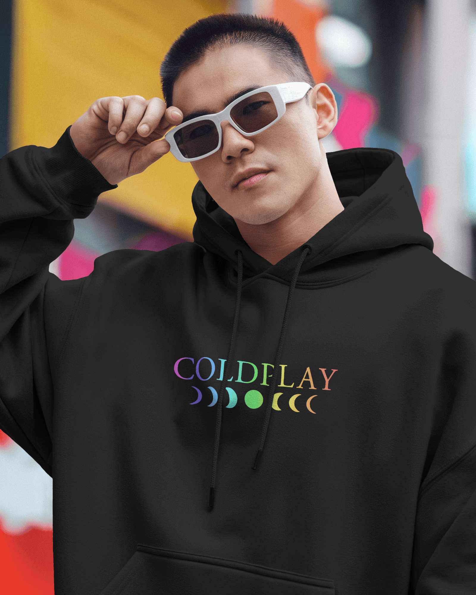 Coldplay black hoodie from Nitorious Atelier featuring a stylish and cosy design. Made from 100% premium cotton fleece, this hoodie provides superior warmth and comfort, ideal for everyday wear or chilly weather.