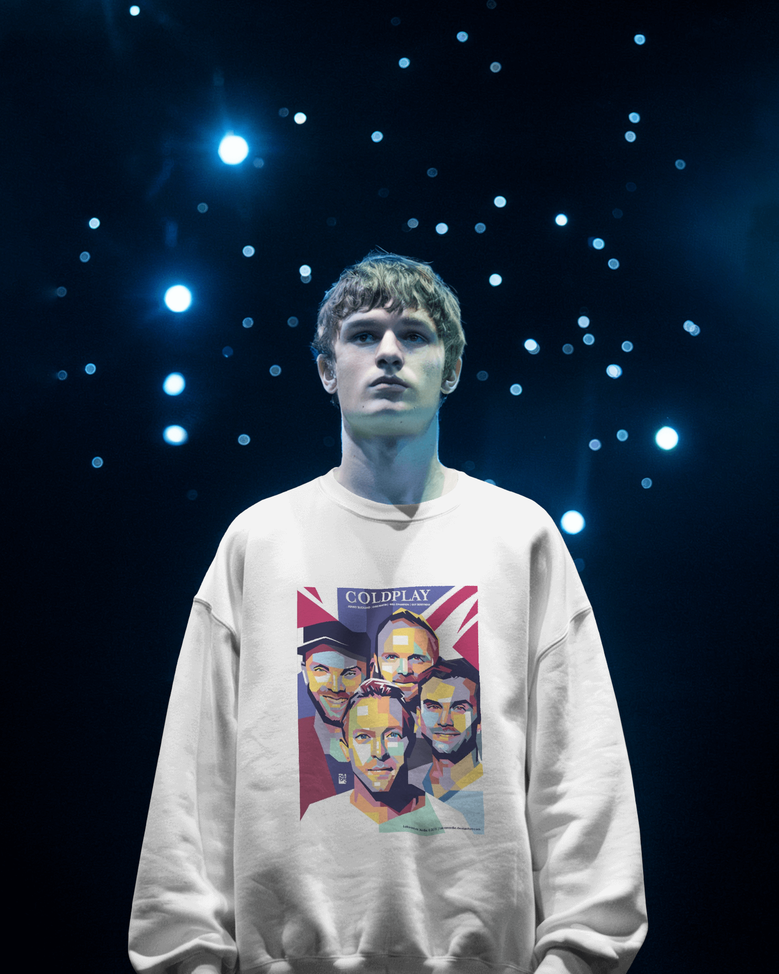 Coldplay-inspired sweatshirt from Nitorious Atelier featuring a vibrant graphic design. Crafted from premium cotton fleece for warmth and comfort, this sweatshirt is perfect for music lovers and casual wear enthusiasts alike.