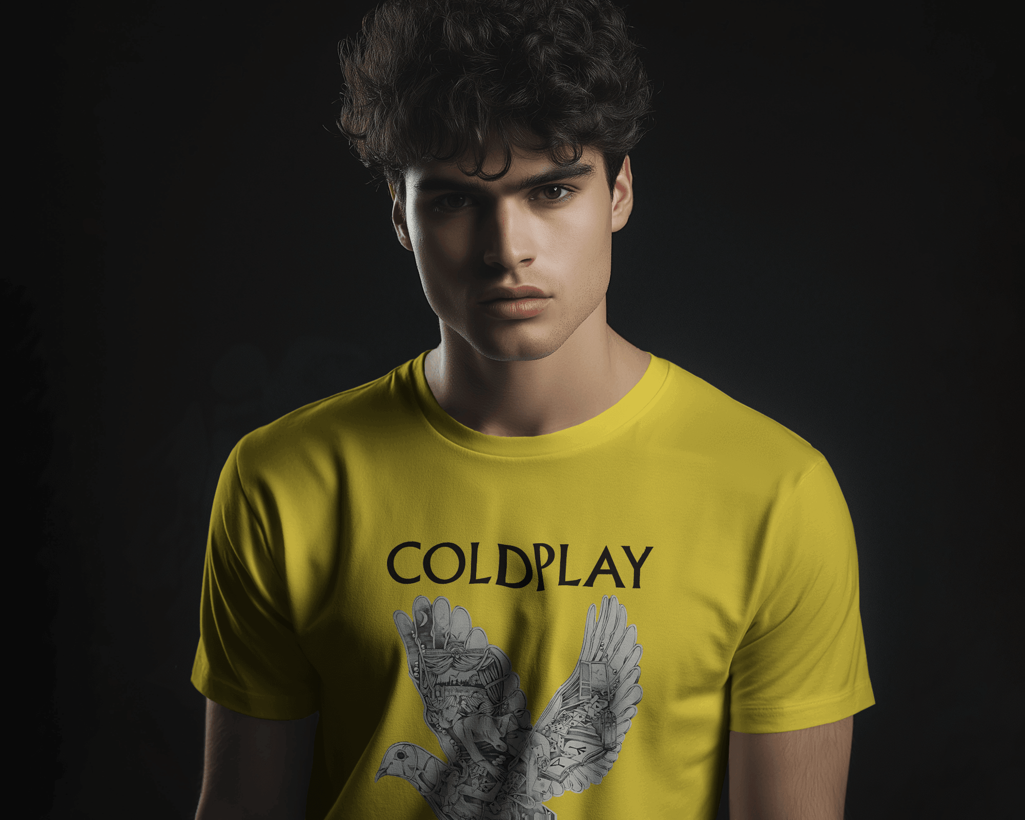 Coldplay Yellow T-shirt by Nitorious Atelier featuring a minimalist design inspired by the iconic song 'Yellow.' Crafted from premium cotton, this t-shirt offers exceptional comfort and durability, perfect for fans and casual wear alike.