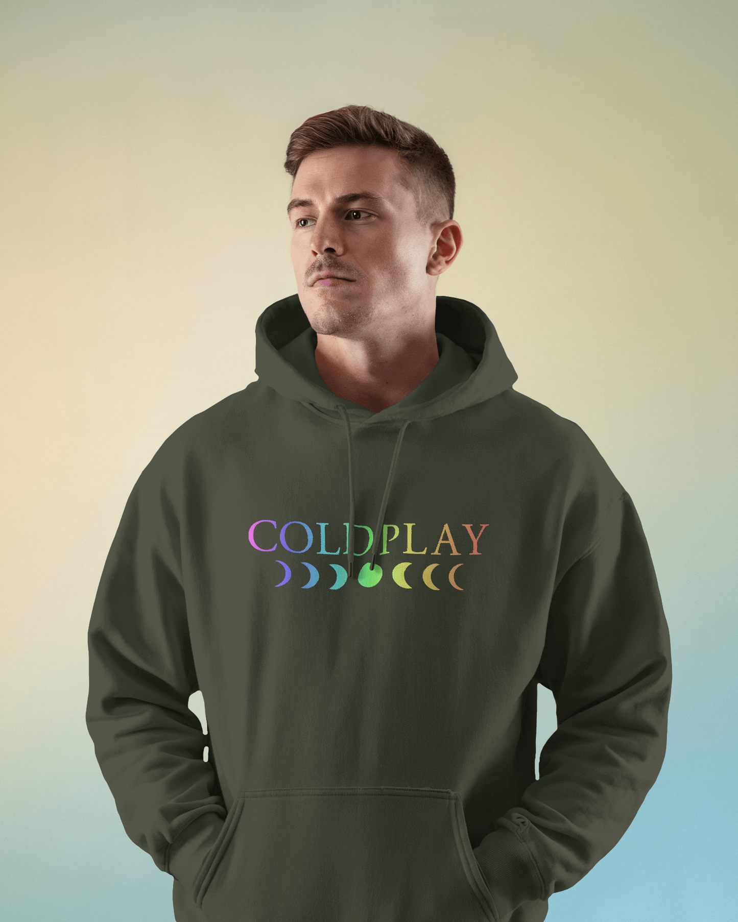 Coldplay olive hoodie from Nitorious Atelier featuring a minimalist design inspired by the iconic band. Made from 100% premium cotton fleece, this hoodie offers exceptional comfort, warmth, and a perfect fit for casual outings or cozy evenings.